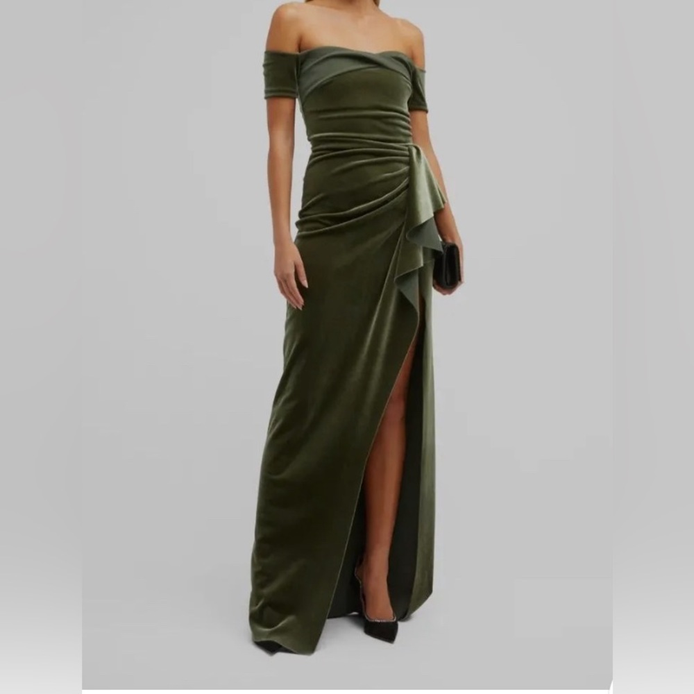 Chiara Boni La Petite Robe "Mirla" green velvet gown